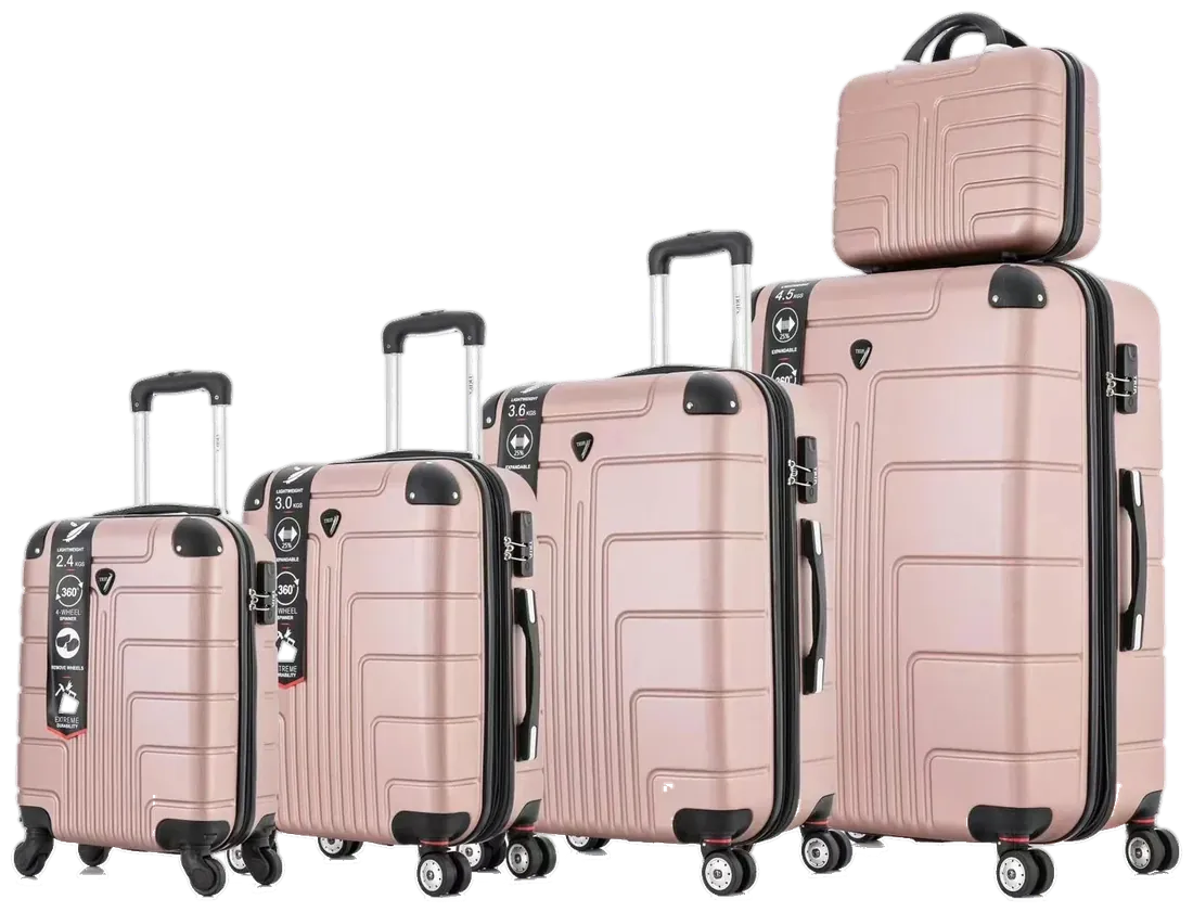 Kit de 5 malas TRIPx em ABS, na cor rosé